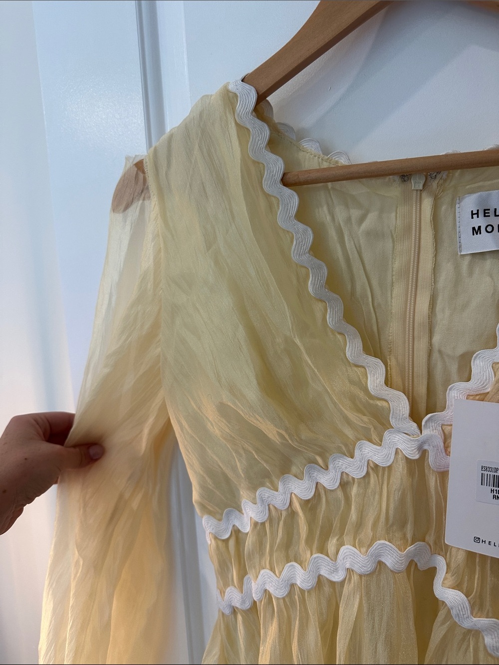 Hello Molly Yellow Dress with White Ruffle Trim - Picture 4 of 5